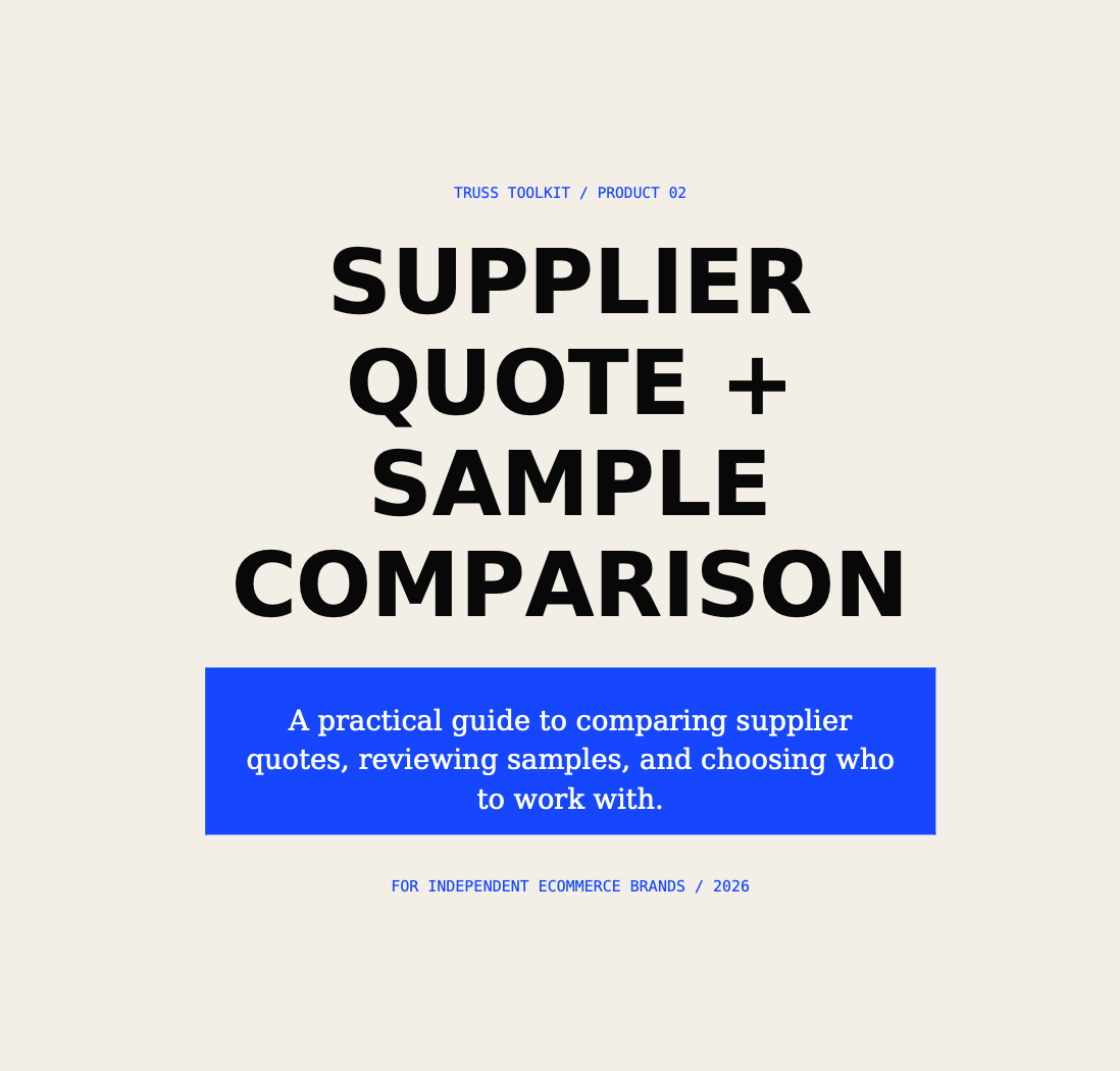 Supplier Quote and Sample Comparison companion PDF guide cover