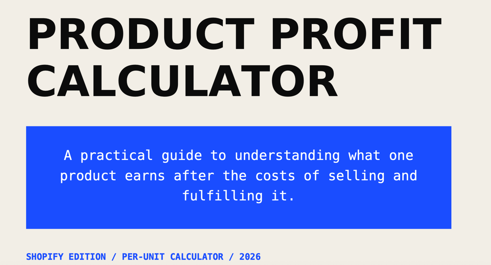 Product Profit Calculator companion PDF guide cover