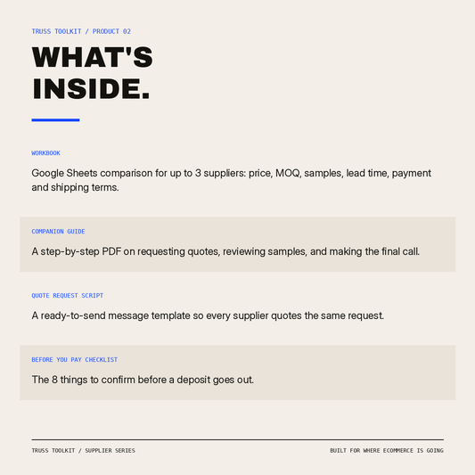 Supplier Quote & Sample Comparison Workbook